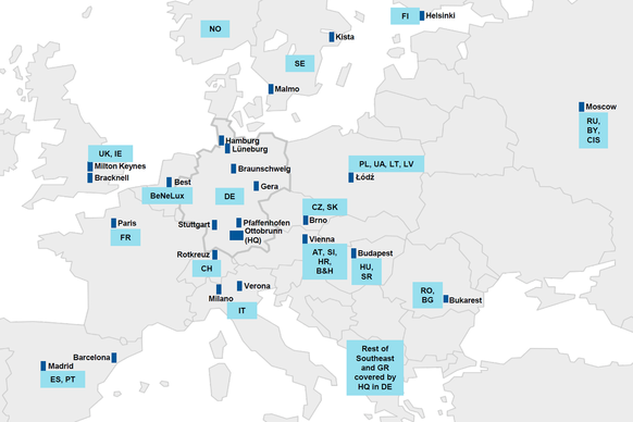 about us locations map Panasonic Industry in Europe